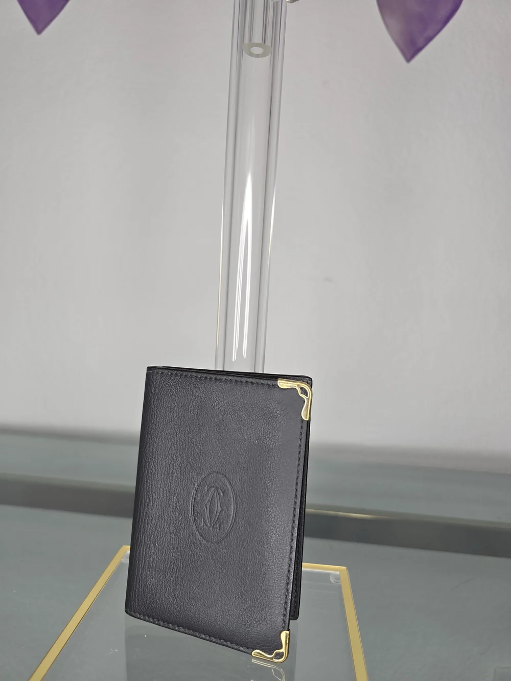 Cartier Wallet with Gold Corner Accents